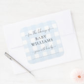 Blauw Gingham Boekenlegger Sticker (Envelop)