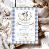Blauw Gingham Boerenerf Jongens Baby Shower