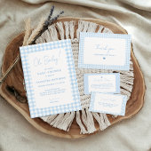 Blauw Gingham Boho Jongens Baby Shower Bedankkaart