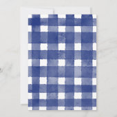Blauw Gingham Boogschieten Verjaardagsfeestje Kaart (Achterkant)
