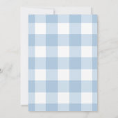 Blauw Gingham Botanische Krans Baby Shower (Achterkant)