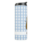 Blauw Gingham Bruine Aardappel Custom Thermobeker Thermosbeker (Gedraaid links)