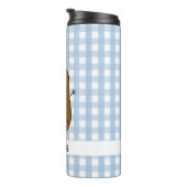 Blauw Gingham Bruine Aardappel Custom Thermobeker Thermosbeker (Geroteerd rechts)