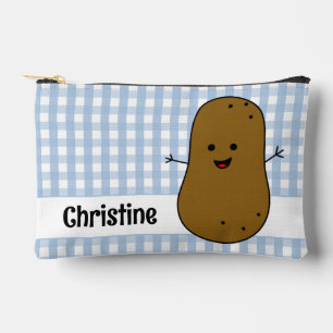 Blauw Gingham Bruine Aardappel Op Maat Etui
