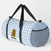 Blauw Gingham Bruine Aardappel Op Maat Plunjezak (Rechterhoek)