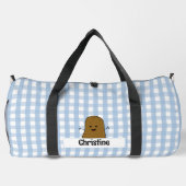 Blauw Gingham Bruine Aardappel Op Maat Plunjezak (Achterkant)