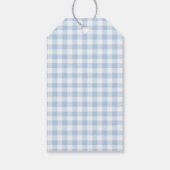Blauw Gingham Burger BBQ Baby Shower Cadeautag Cadeaulabel (Achterkant)
