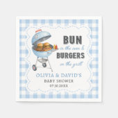 Blauw Gingham Burger BBQ Baby Shower Servetten (Voorkant)