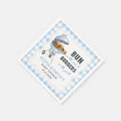 Blauw Gingham Burger BBQ Baby Shower Servetten (Hoek)