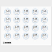Blauw Gingham Burger BBQ Baby Shower Sticker  (Vel)