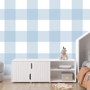 Blauw gingham check groot schattig eenvoudig behang