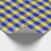 Blauw Gingham Check ontwerp Cadeaupapier (Hoek)