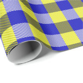 Blauw Gingham Check ontwerp Cadeaupapier (Rol Hoek)