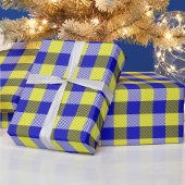 Blauw Gingham Check ontwerp Cadeaupapier