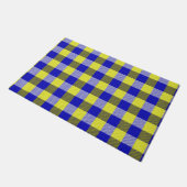 Blauw Gingham Check ontwerp Deurmat (Schuin)