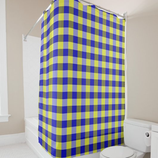 Blauw Gingham Check ontwerp Douchegordijn