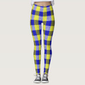 Blauw Gingham Check ontwerp Leggings (Voorkant)