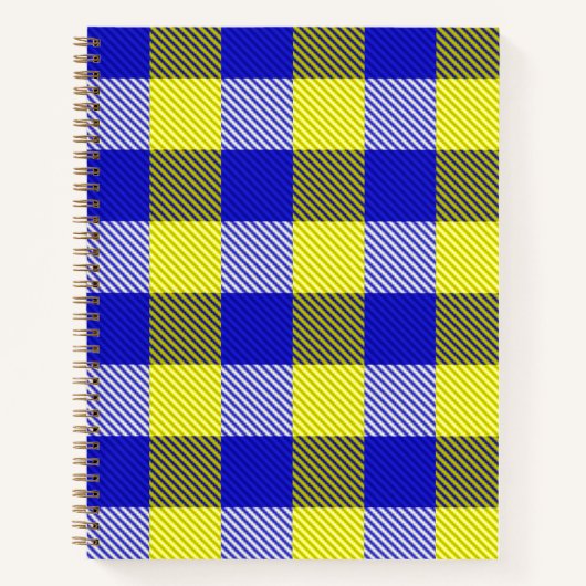 Blauw Gingham Check ontwerp Notitieboek (Voorkant)