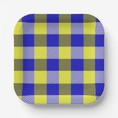 Blauw Gingham Check ontwerp Papieren Bordje (Voorkant)