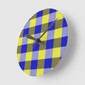 Blauw Gingham Check ontwerp Ronde Klok (Hoek)