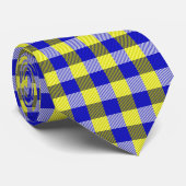 Blauw Gingham Check ontwerp Stropdas (Opgerold)
