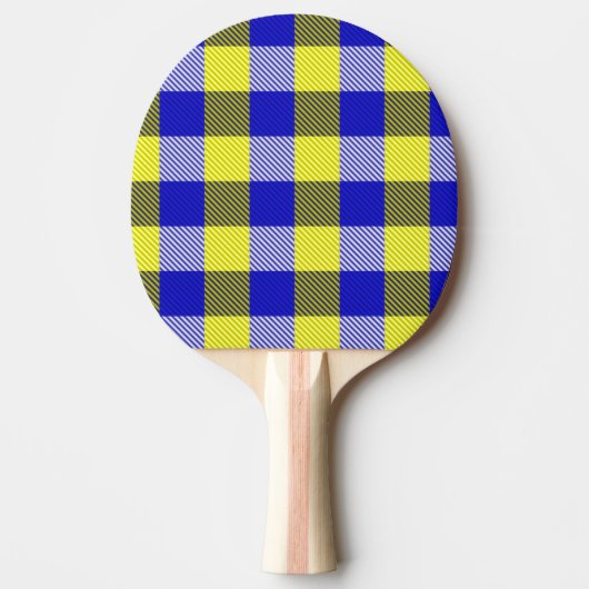 Blauw Gingham Check ontwerp Tafeltennisbatje (Voorkant)