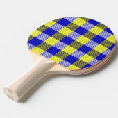 Blauw Gingham Check ontwerp Tafeltennisbatje (Voorkant Gekanteld)