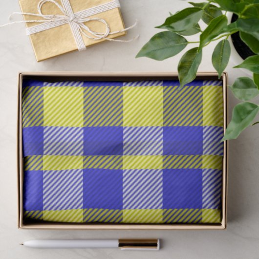 Blauw Gingham Check ontwerp Tissuepapier (Geschenk)