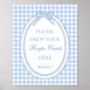 Blauw Gingham Coquette Lint Deel een Recept Poster