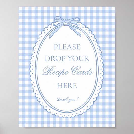 Blauw Gingham Coquette Lint Deel een Recept Poster (Voorkant)