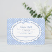 Blauw Gingham Coquette Luierspelletje Informatiekaartje (Staand voorkant)