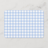 Blauw Gingham Coquette Luierspelletje Informatiekaartje (Achterkant)