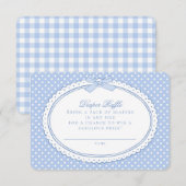 Blauw Gingham Coquette Luierspelletje Informatiekaartje (Voorkant / Achterkant)