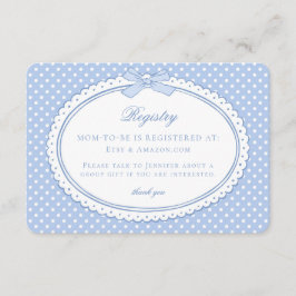 Blauw Gingham Coquette Strik Baby Cadeau Lijst Informatiekaartje