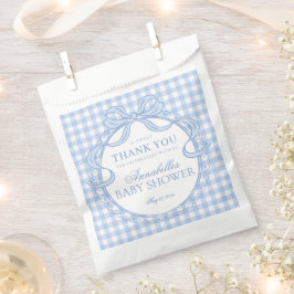 Blauw Gingham Coquette Strik Babyshower Dessert Bedankzakje
