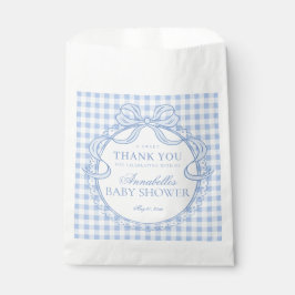 Blauw Gingham Coquette Strik Babyshower Dessert Bedankzakje