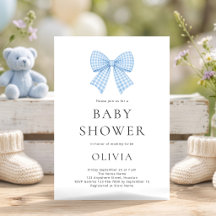 Blauw Gingham Coquette Strik Babyshower