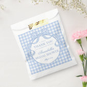 Blauw Gingham Coquette Strik Bruidsdouche Dessert Bedankzakje (Gezegeld)