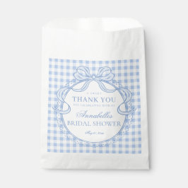 Blauw Gingham Coquette Strik Bruidsdouche Dessert Bedankzakje