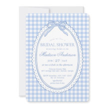 Blauw Gingham Coquette Strik Bruidsdouche
