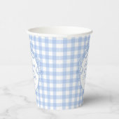 Blauw Gingham Coquette Strik Bruidsdouche Papieren Bekers (Rechts)