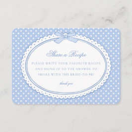 Blauw Gingham Coquette Strik Deel een Recept Informatiekaartje