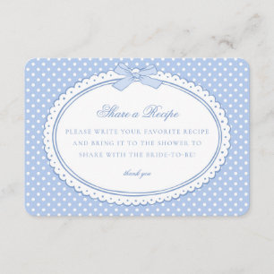 Blauw Gingham Coquette Strik Deel een Recept Informatiekaartje