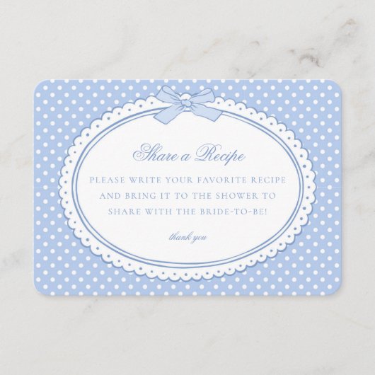 Blauw Gingham Coquette Strik Deel een Recept Informatiekaartje (Voorkant)