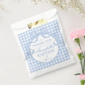 Blauw Gingham Coquette Strik Doop Dessert Bedankzakje (Gezegeld)