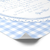 Blauw Gingham Coquette Strik Niet Zeggen Baby Spel Poster (Hoek)