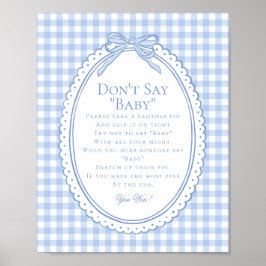 Blauw Gingham Coquette Strik Niet Zeggen Baby Spel Poster