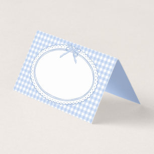 Blauw Gingham Coquette Strik Plakkaat Tafel Decora Kaart
