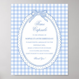 Blauw Gingham Coquette Strik Tijdscapsule Spel Poster