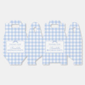 Blauw Gingham Coquette Strik Verjaardag Gevel Favo Bedankdoosjes (Ongevouwen)